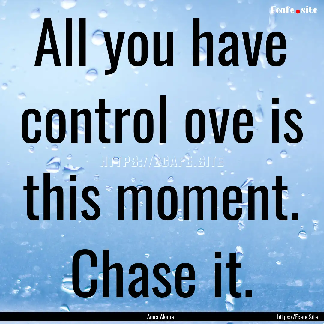 All you have control ove is this moment..... : Quote by Anna Akana