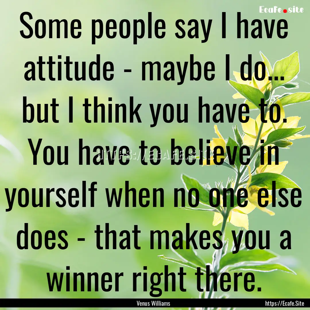 Some people say I have attitude - maybe I.... : Quote by Venus Williams