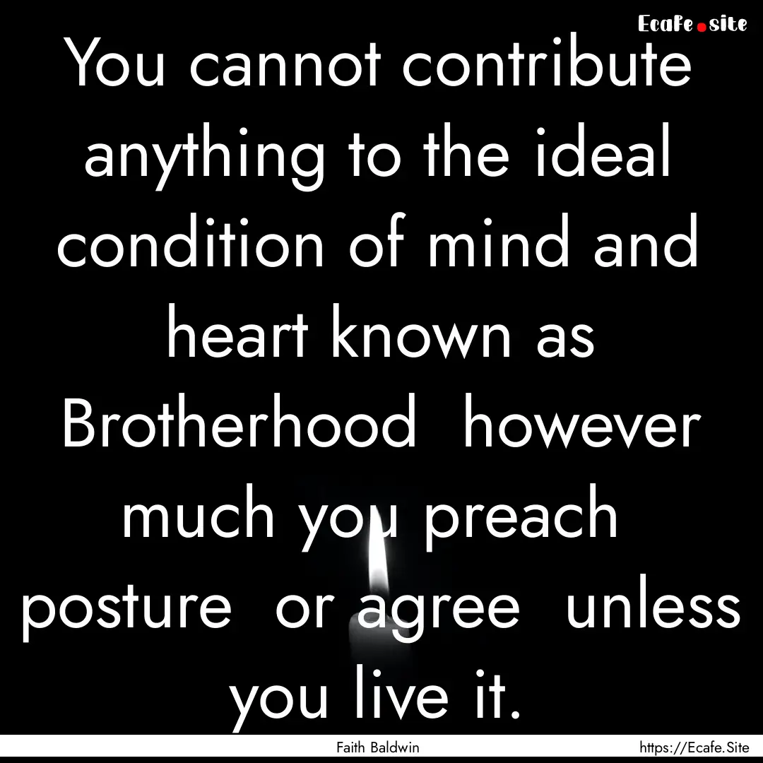 You cannot contribute anything to the ideal.... : Quote by Faith Baldwin