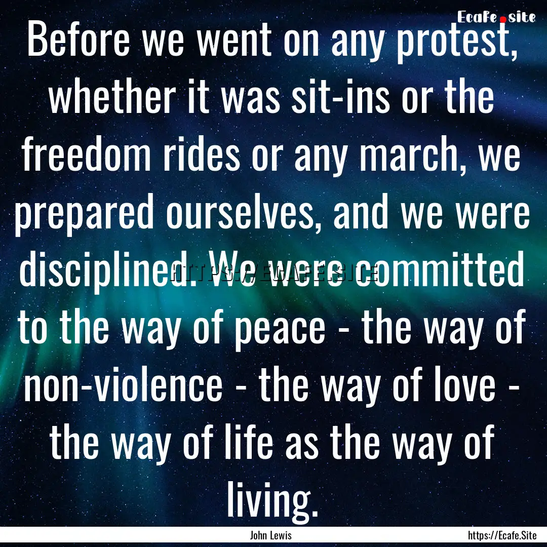 Before we went on any protest, whether it.... : Quote by John Lewis