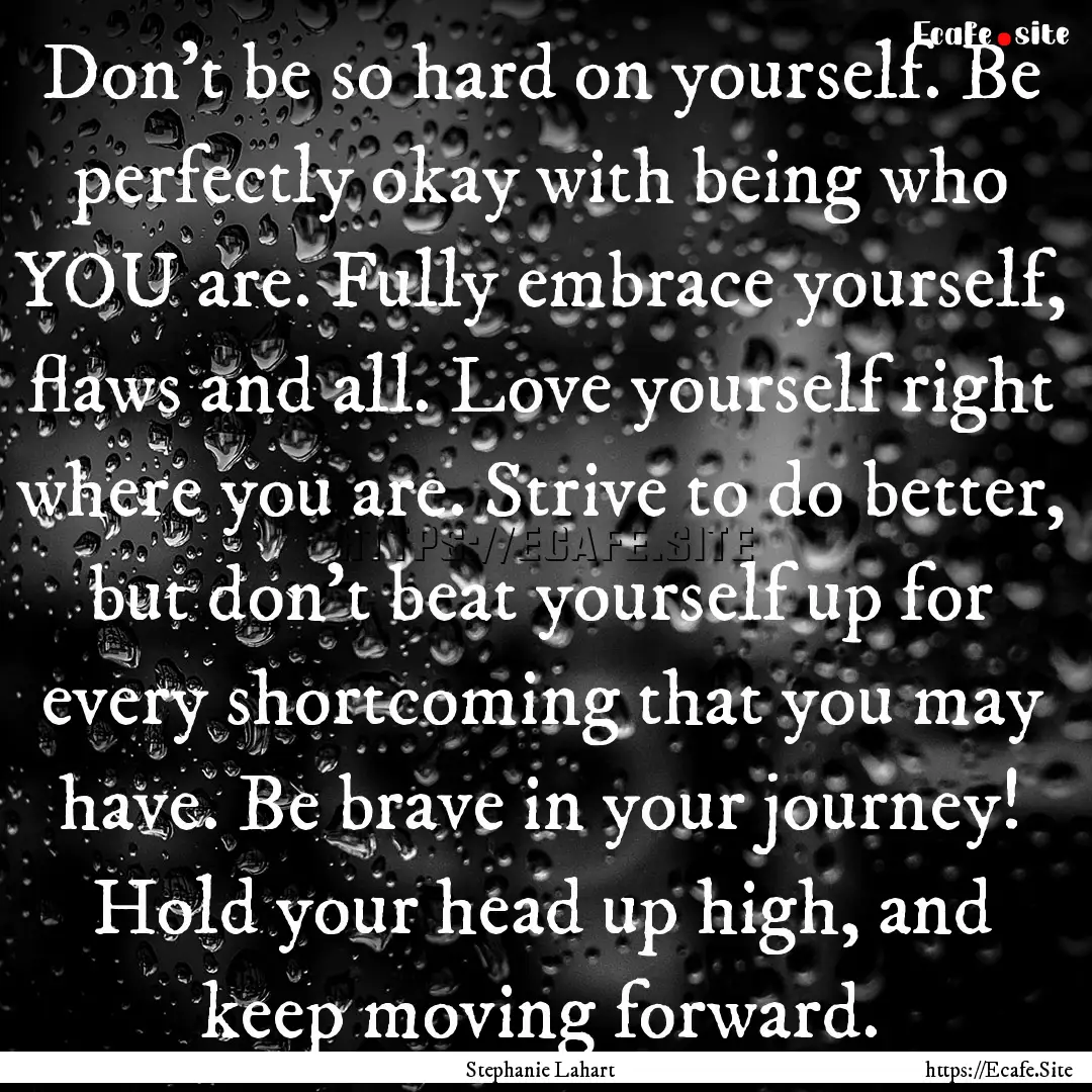 Don’t be so hard on yourself. Be perfectly.... : Quote by Stephanie Lahart