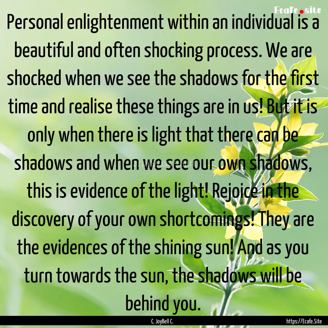 Personal enlightenment within an individual.... : Quote by C. JoyBell C.