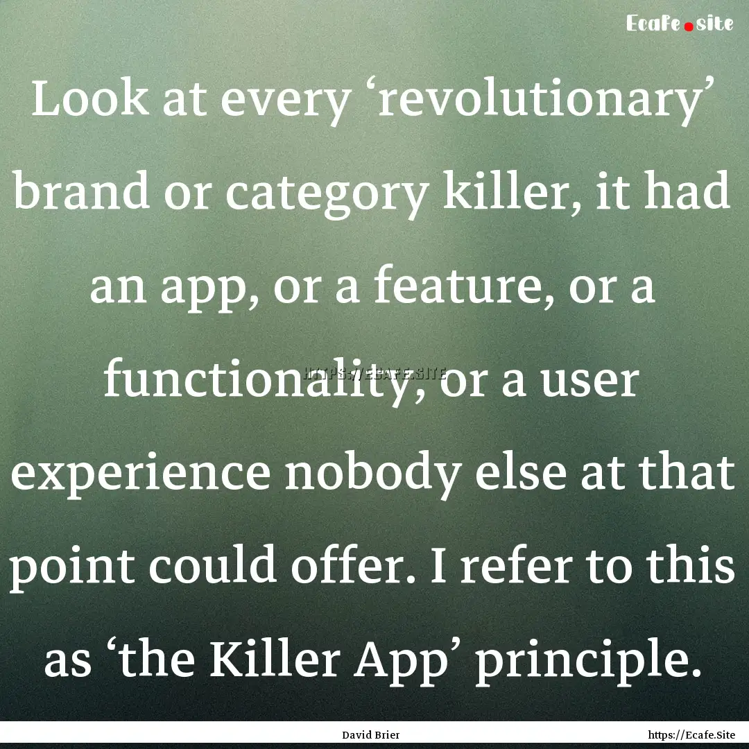 Look at every ‘revolutionary’ brand or.... : Quote by David Brier