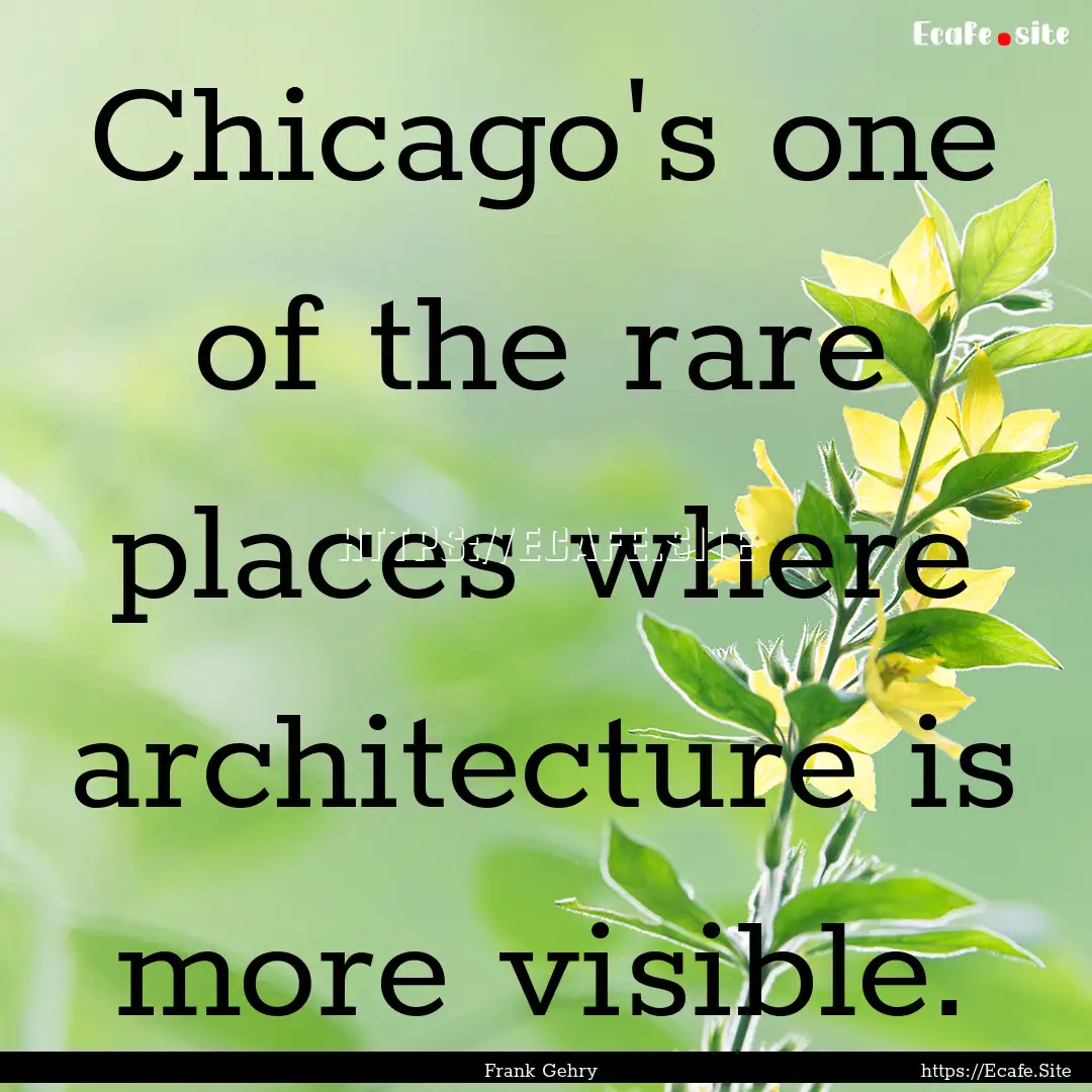 Chicago's one of the rare places where architecture.... : Quote by Frank Gehry