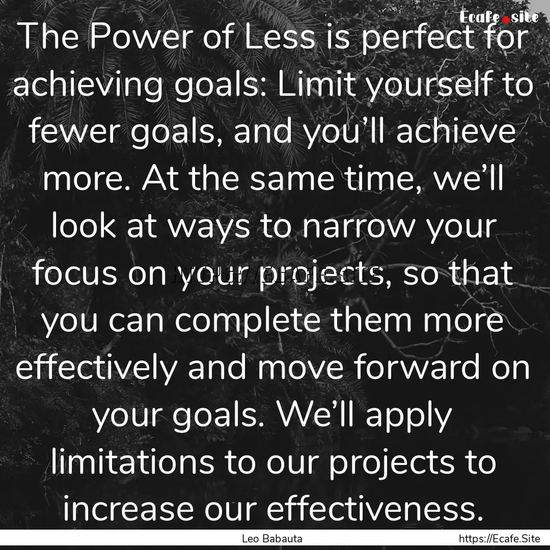 The Power of Less is perfect for achieving.... : Quote by Leo Babauta