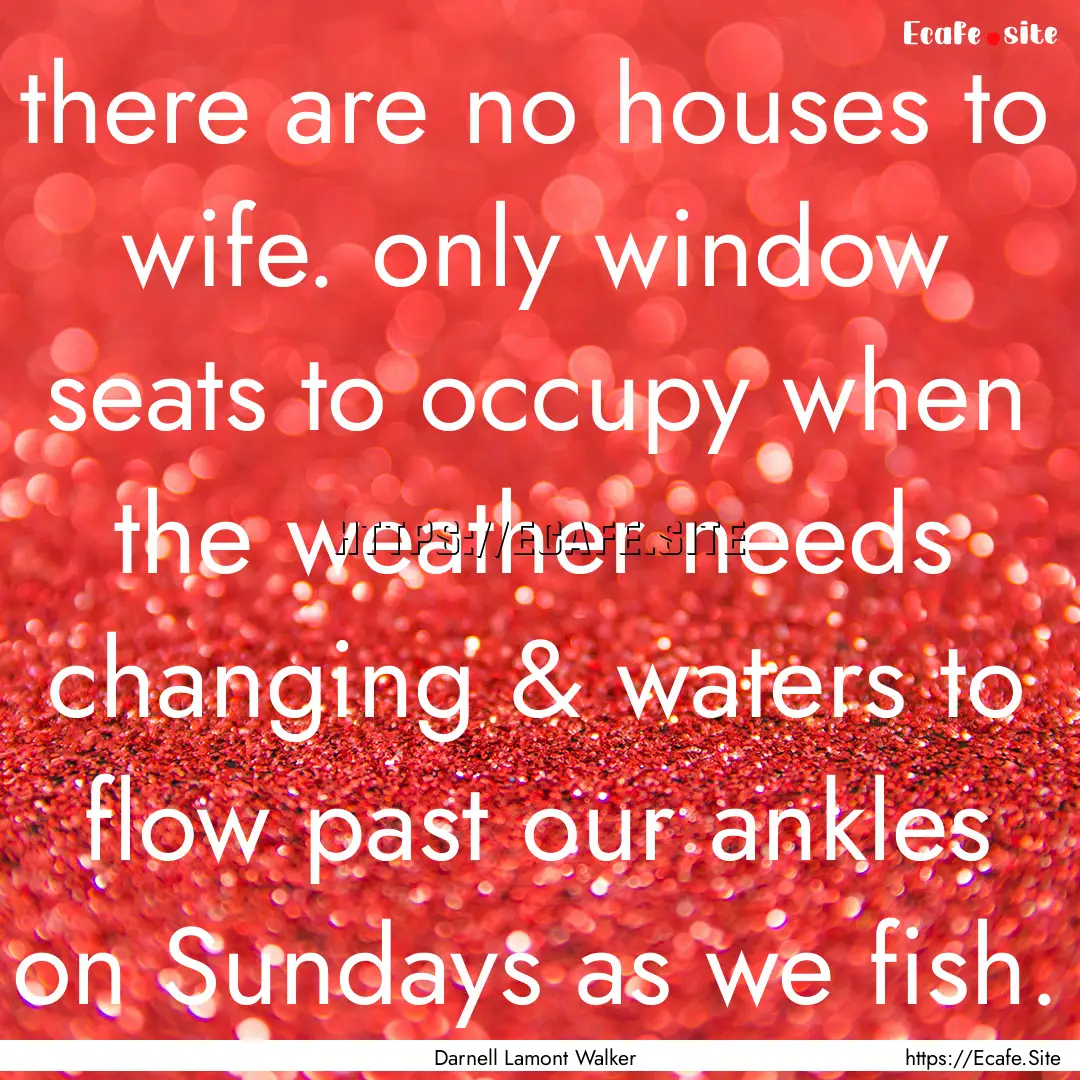 there are no houses to wife. only window.... : Quote by Darnell Lamont Walker