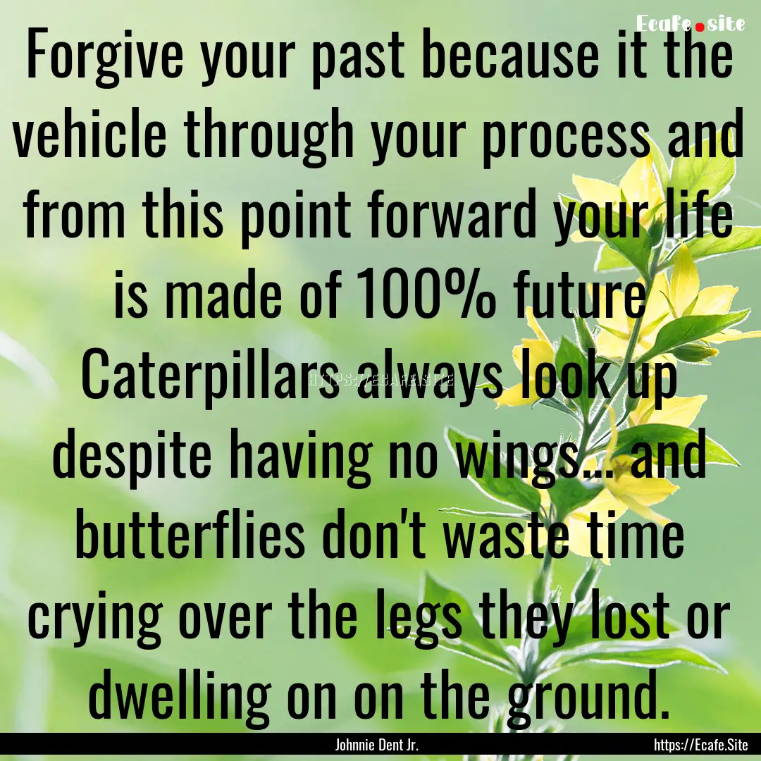 Forgive your past because it the vehicle.... : Quote by Johnnie Dent Jr.