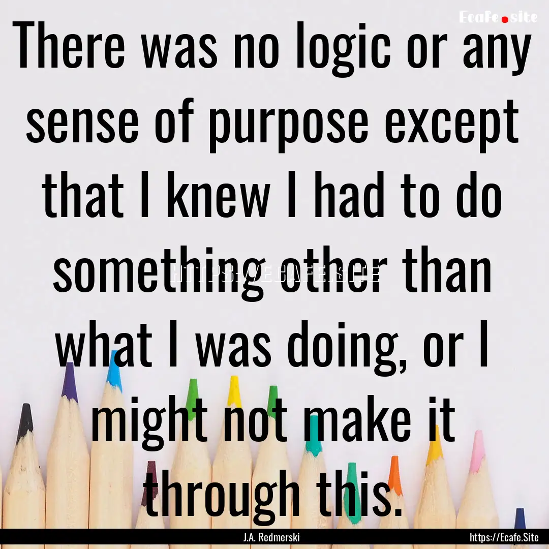 There was no logic or any sense of purpose.... : Quote by J.A. Redmerski