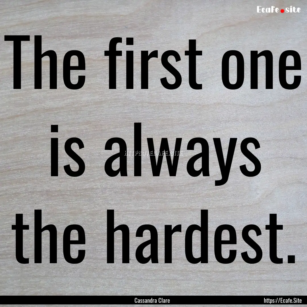 The first one is always the hardest. : Quote by Cassandra Clare