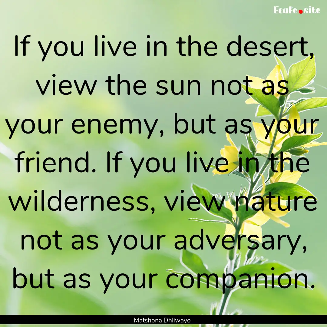 If you live in the desert, view the sun not.... : Quote by Matshona Dhliwayo