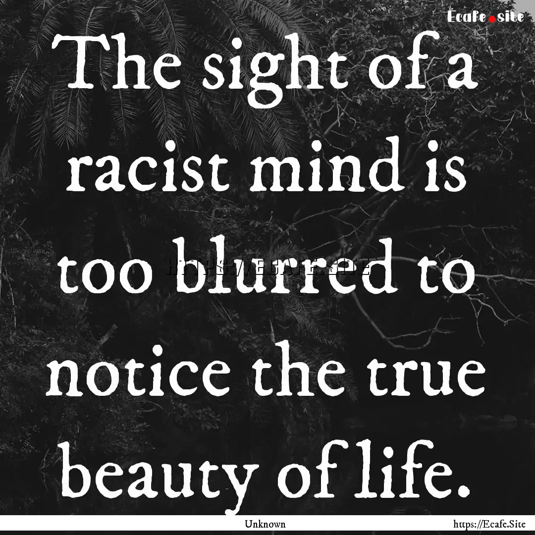 The sight of a racist mind is too blurred.... : Quote by Unknown