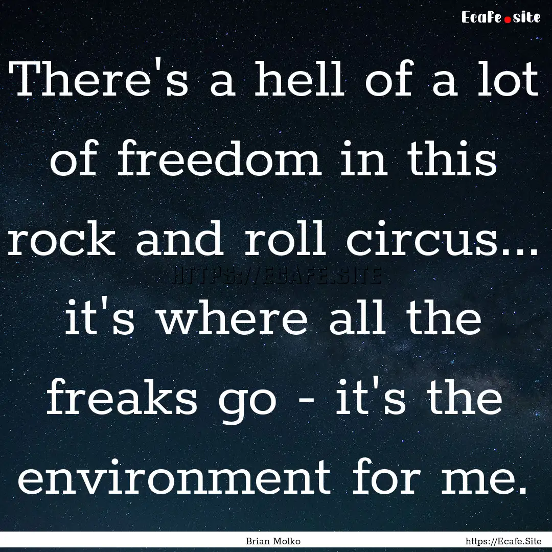 There's a hell of a lot of freedom in this.... : Quote by Brian Molko