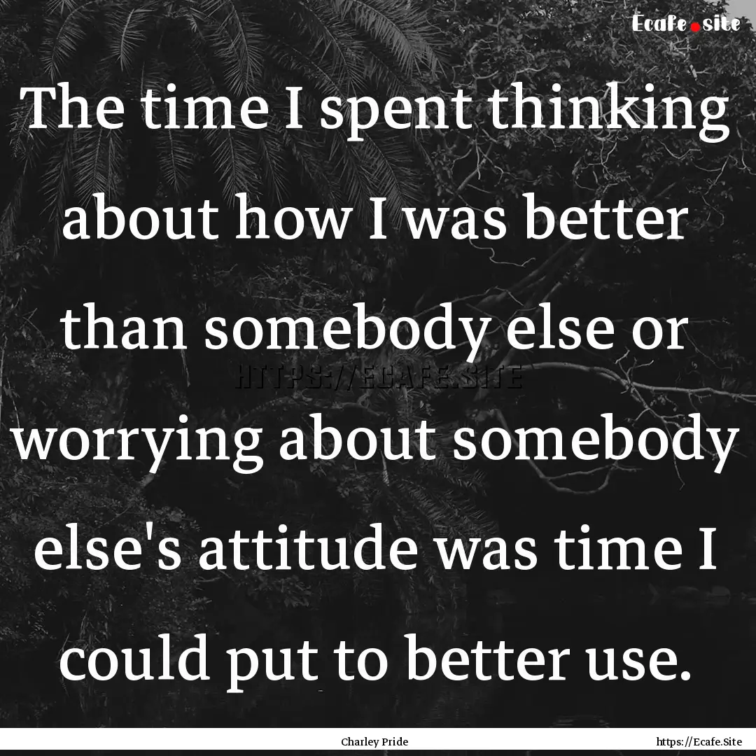 The time I spent thinking about how I was.... : Quote by Charley Pride