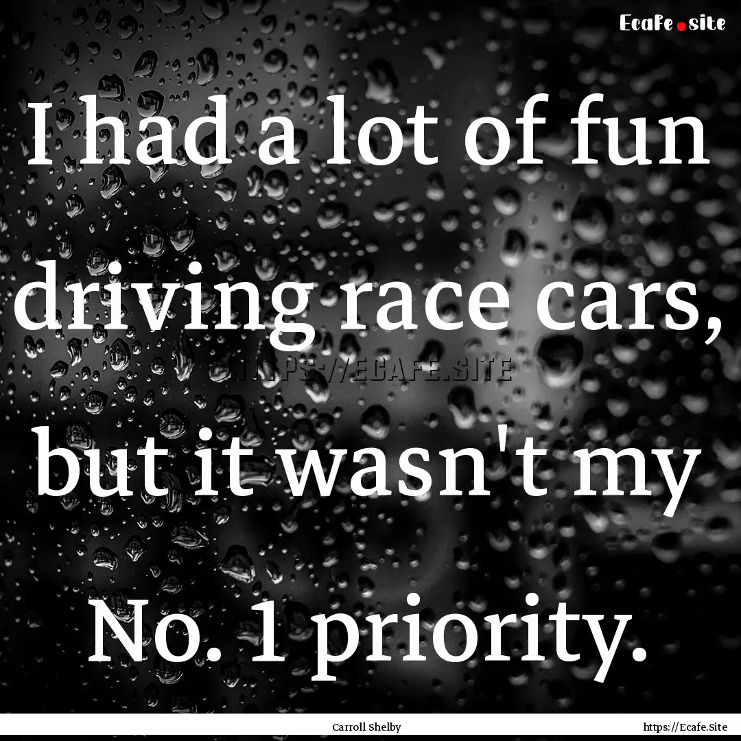 I had a lot of fun driving race cars, but.... : Quote by Carroll Shelby