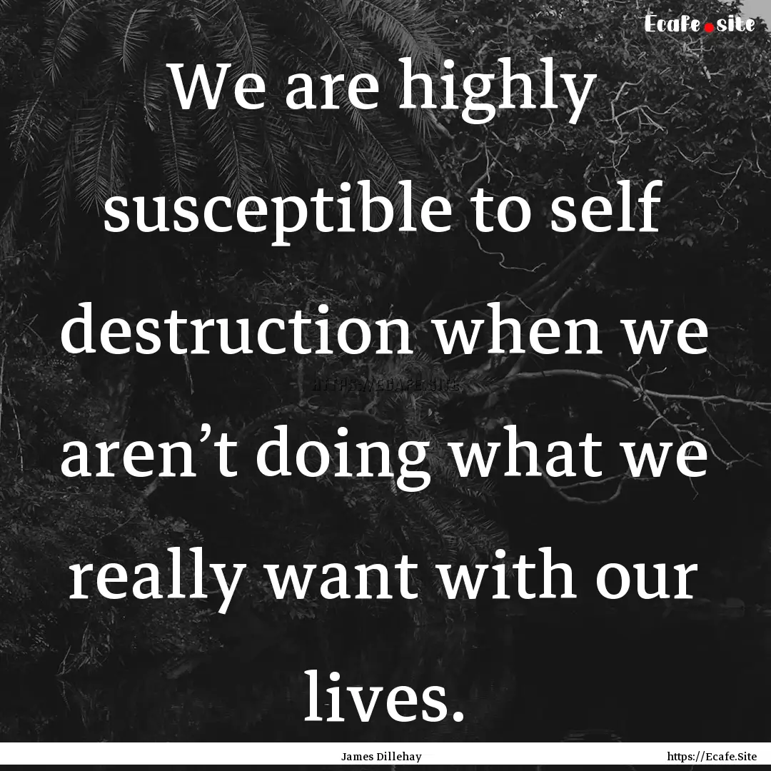 We are highly susceptible to self destruction.... : Quote by James Dillehay