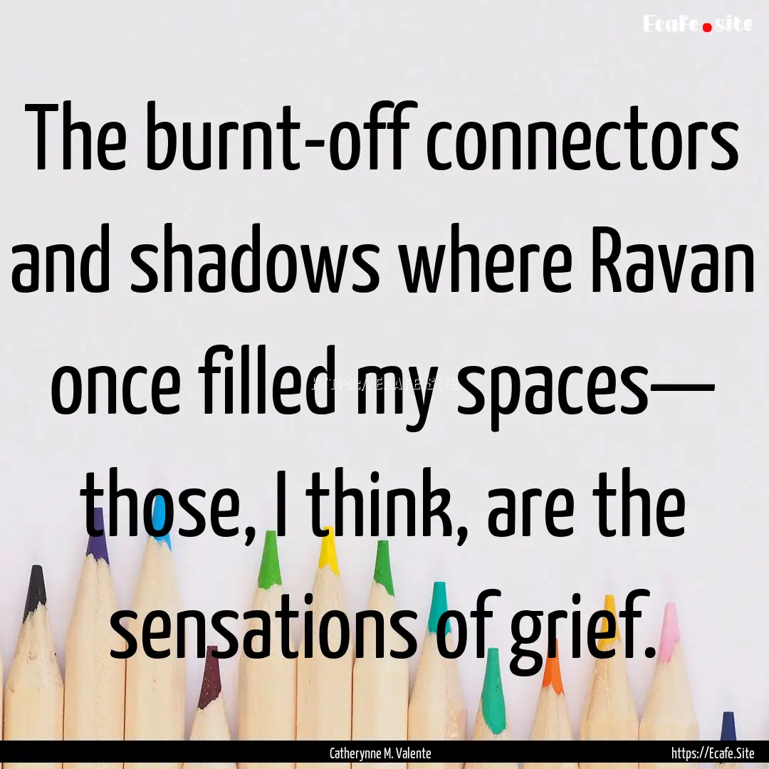 The burnt-off connectors and shadows where.... : Quote by Catherynne M. Valente