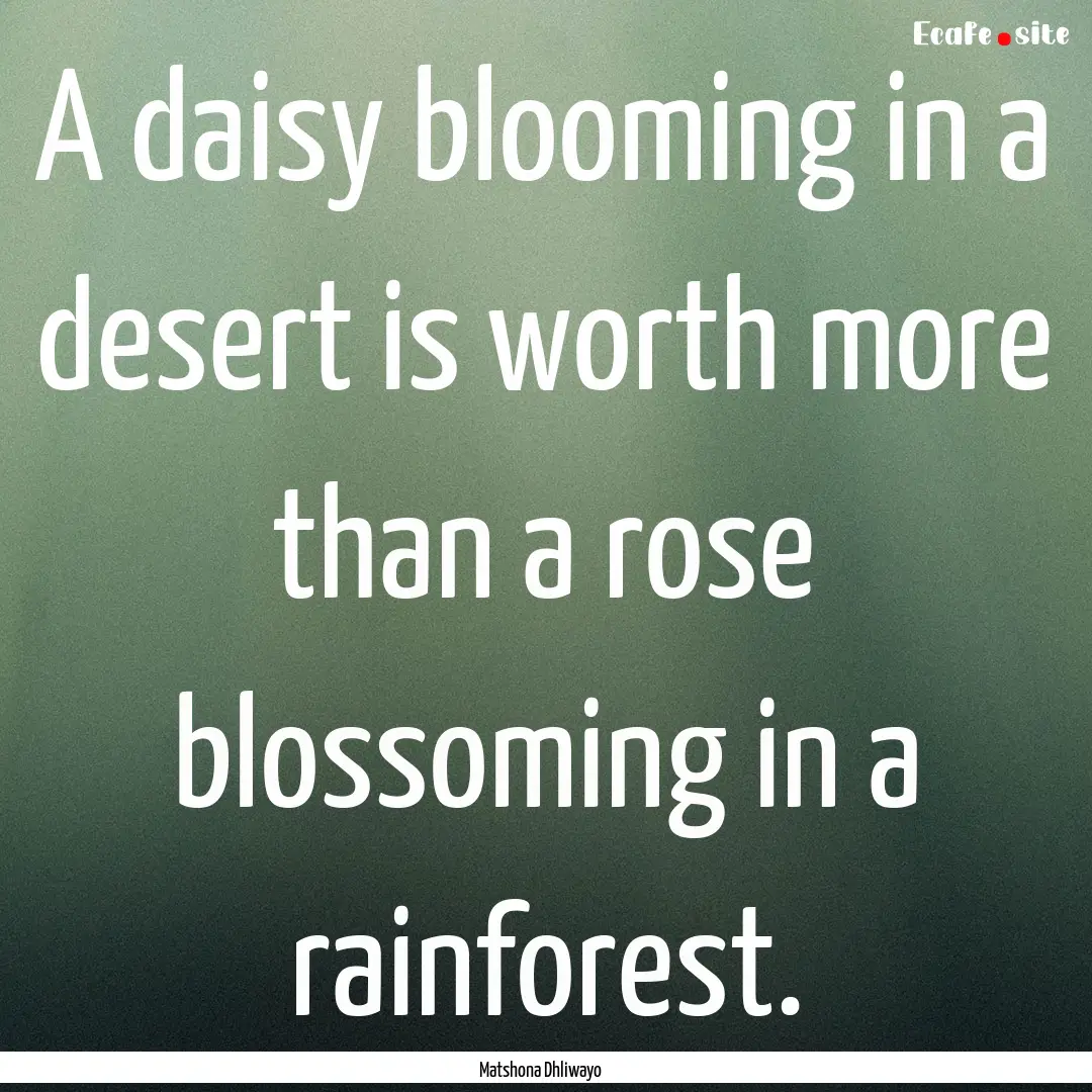 A daisy blooming in a desert is worth more.... : Quote by Matshona Dhliwayo