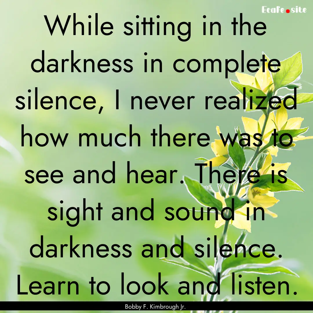 While sitting in the darkness in complete.... : Quote by Bobby F. Kimbrough Jr.