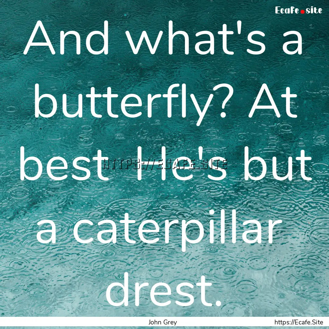 And what's a butterfly? At best He's but.... : Quote by John Grey