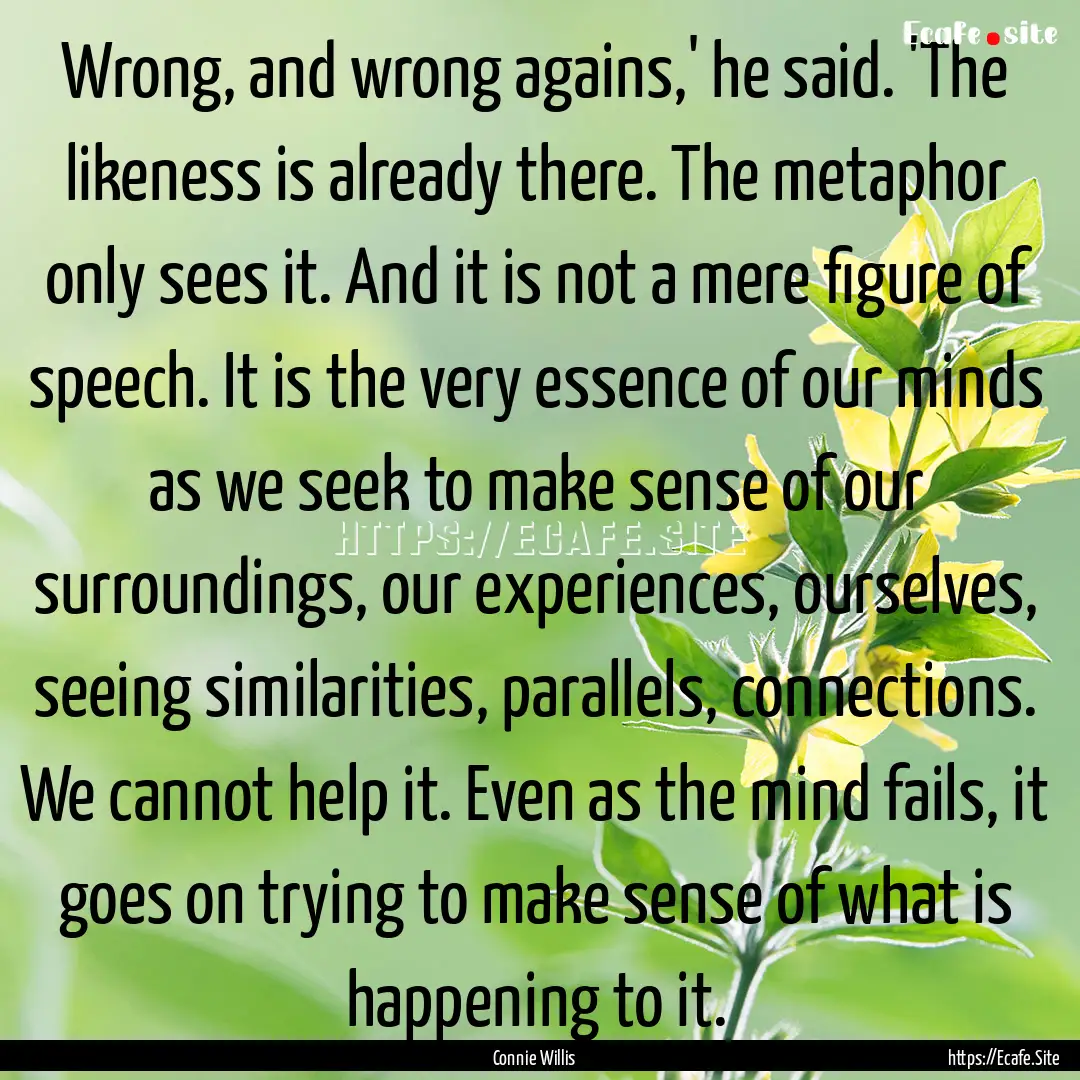 Wrong, and wrong agains,' he said. 'The likeness.... : Quote by Connie Willis