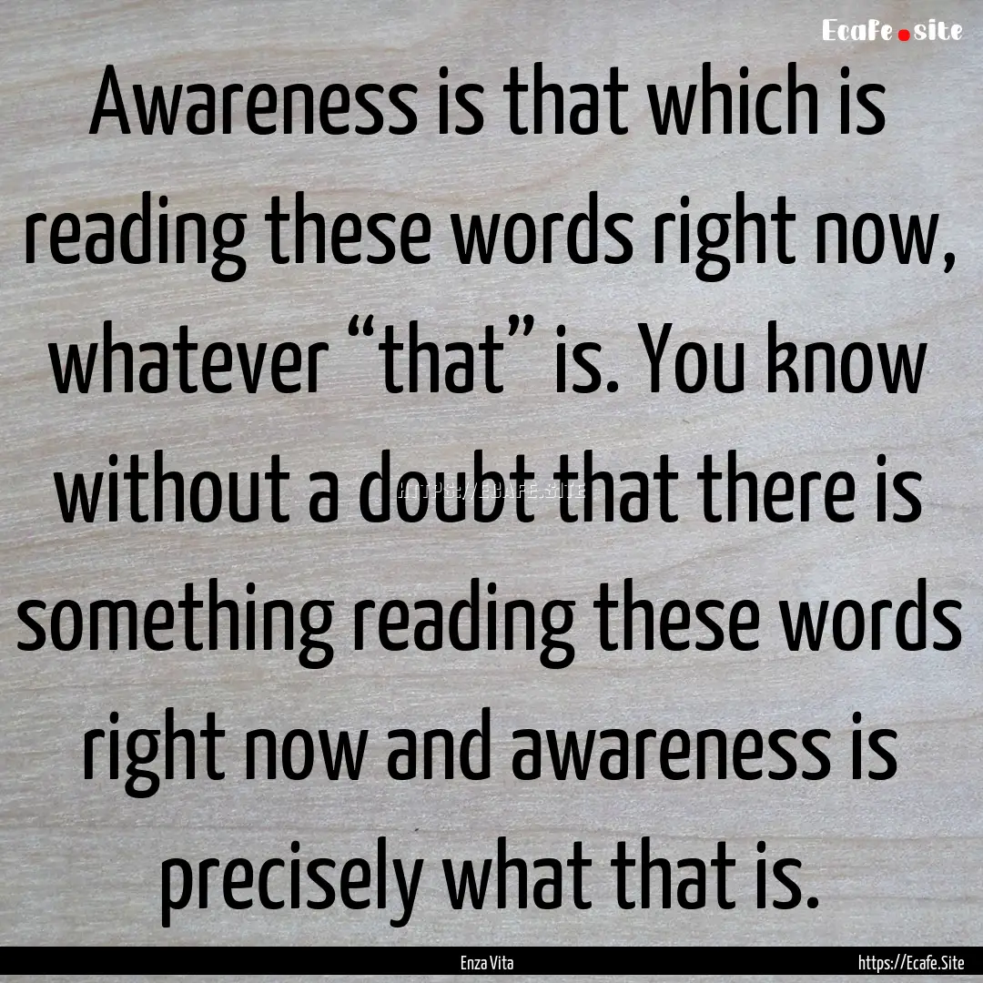 Awareness is that which is reading these.... : Quote by Enza Vita