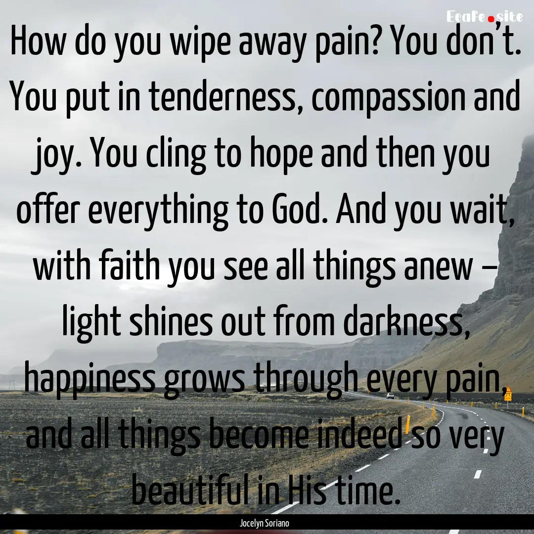 How do you wipe away pain? You don’t. You.... : Quote by Jocelyn Soriano