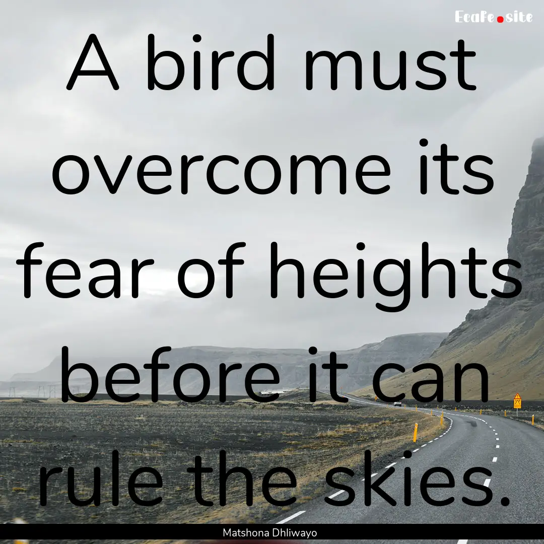 A bird must overcome its fear of heights.... : Quote by Matshona Dhliwayo