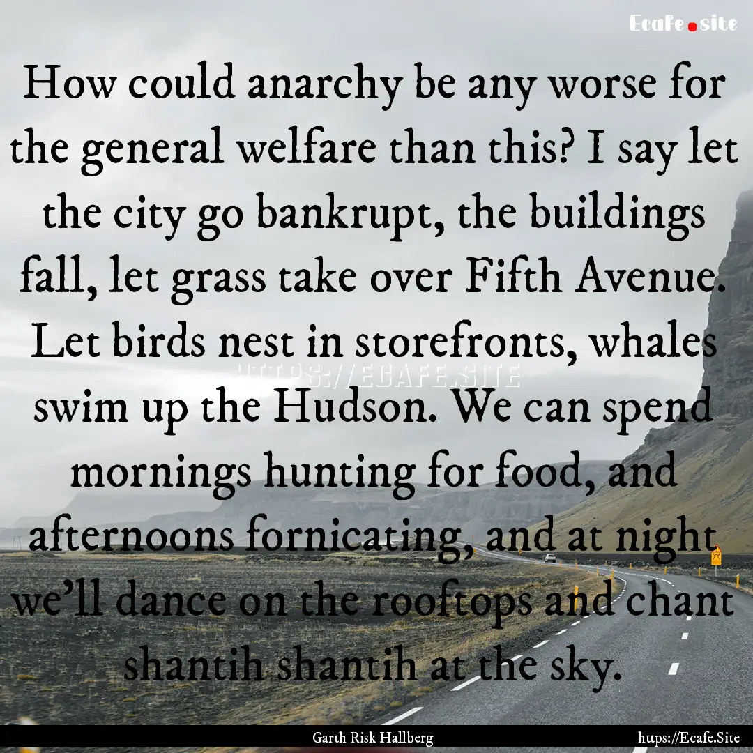 How could anarchy be any worse for the general.... : Quote by Garth Risk Hallberg