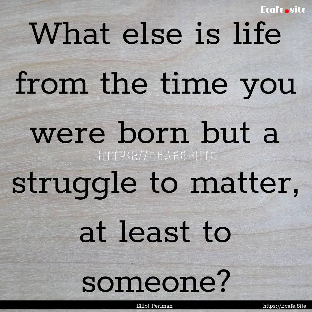 What else is life from the time you were.... : Quote by Elliot Perlman