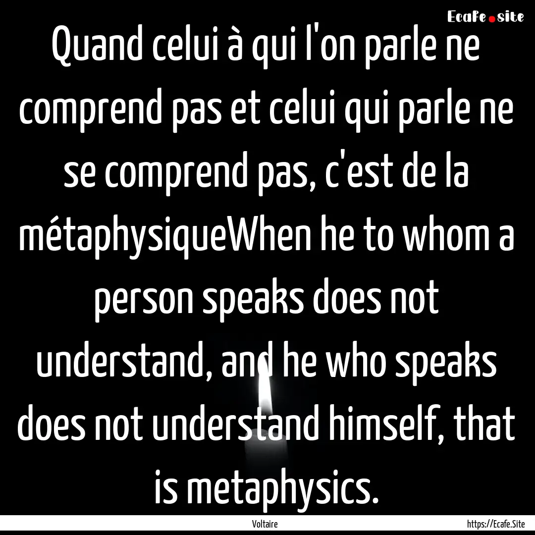 Quand celui à qui l'on parle ne comprend.... : Quote by Voltaire