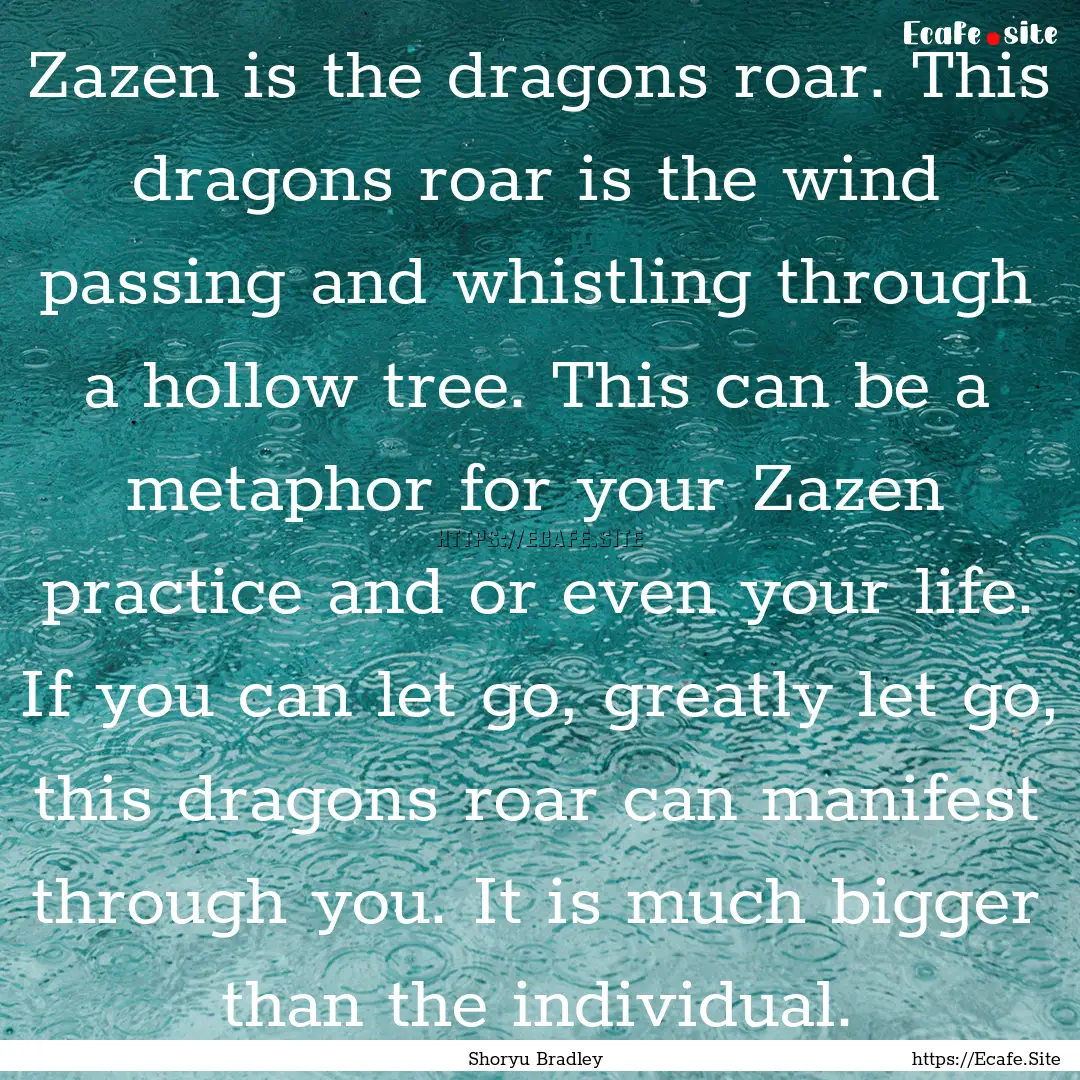 Zazen is the dragons roar. This dragons roar.... : Quote by Shoryu Bradley