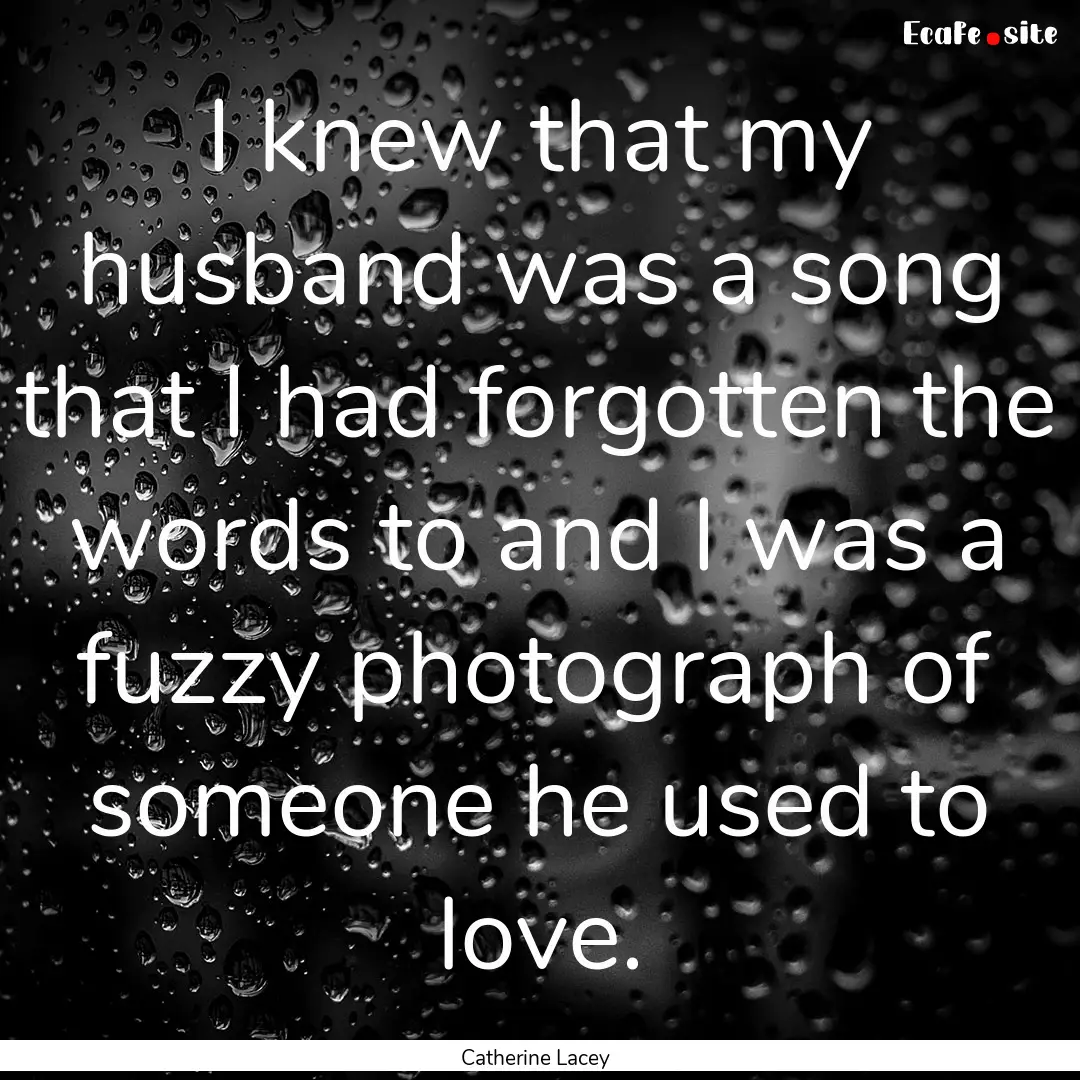 I knew that my husband was a song that I.... : Quote by Catherine Lacey