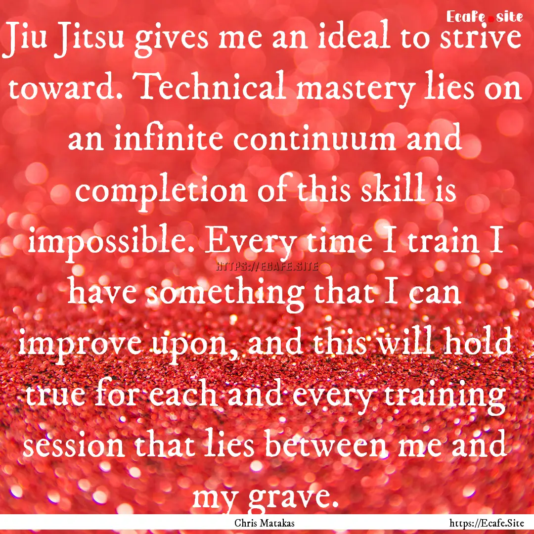 Jiu Jitsu gives me an ideal to strive toward..... : Quote by Chris Matakas