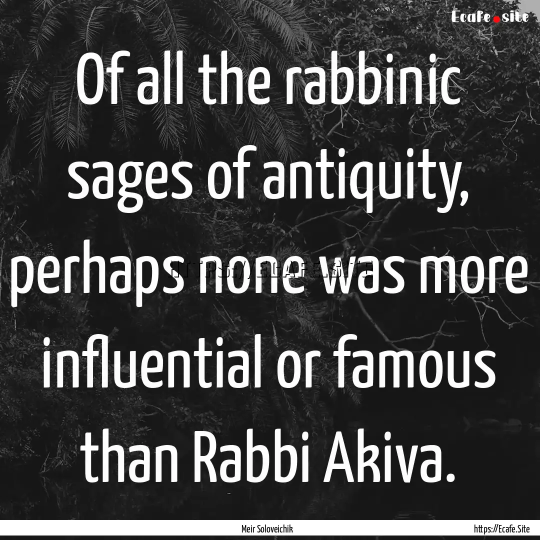 Of all the rabbinic sages of antiquity, perhaps.... : Quote by Meir Soloveichik