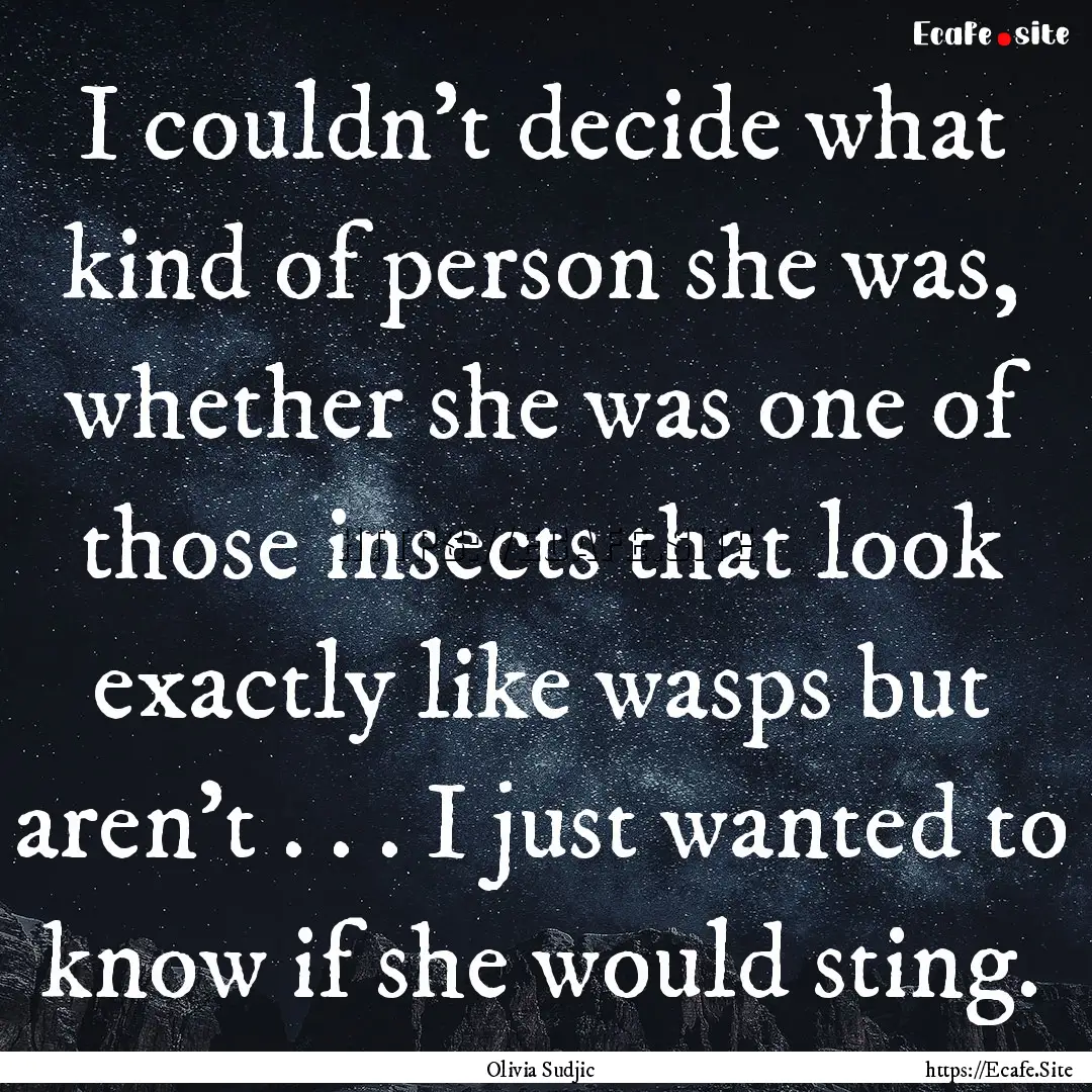 I couldn't decide what kind of person she.... : Quote by Olivia Sudjic