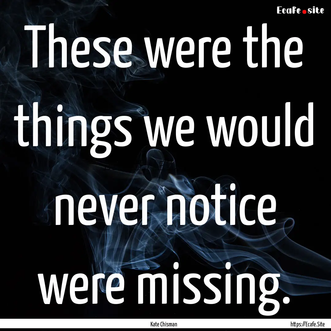 These were the things we would never notice.... : Quote by Kate Chisman