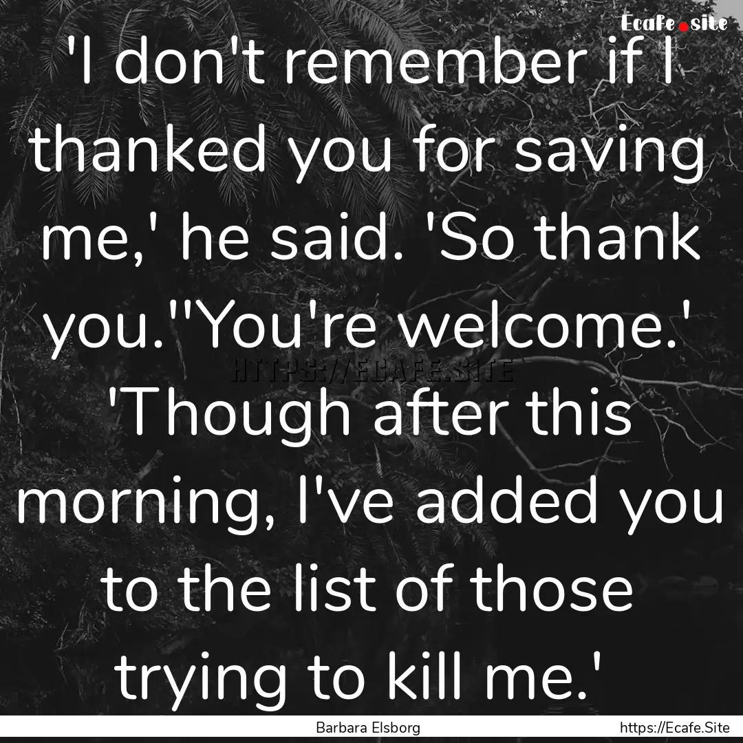  'I don't remember if I thanked you for saving.... : Quote by Barbara Elsborg