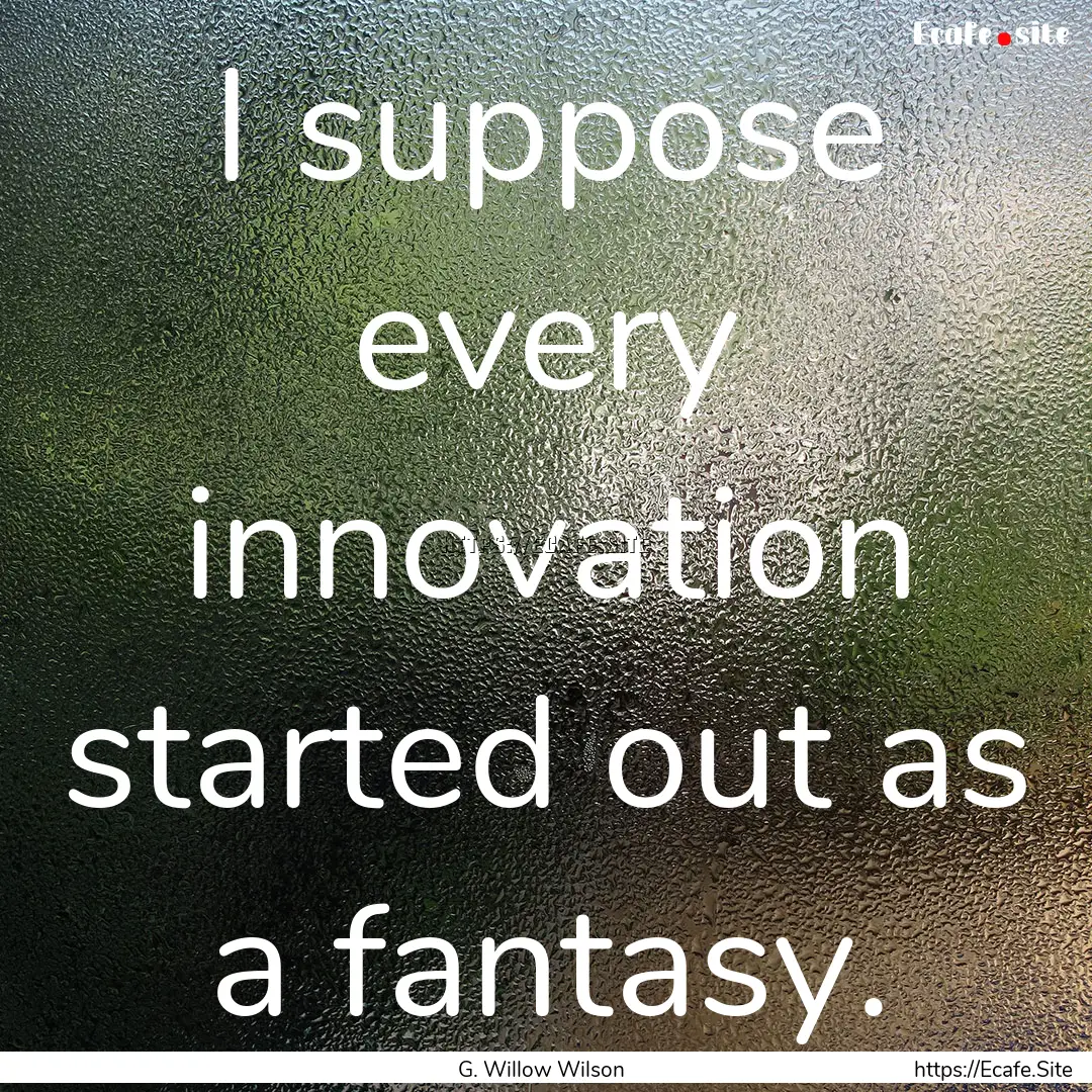 I suppose every innovation started out as.... : Quote by G. Willow Wilson