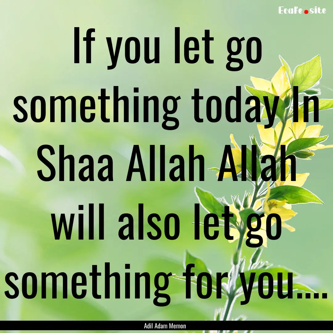 If you let go something today In Shaa Allah.... : Quote by Adil Adam Memon