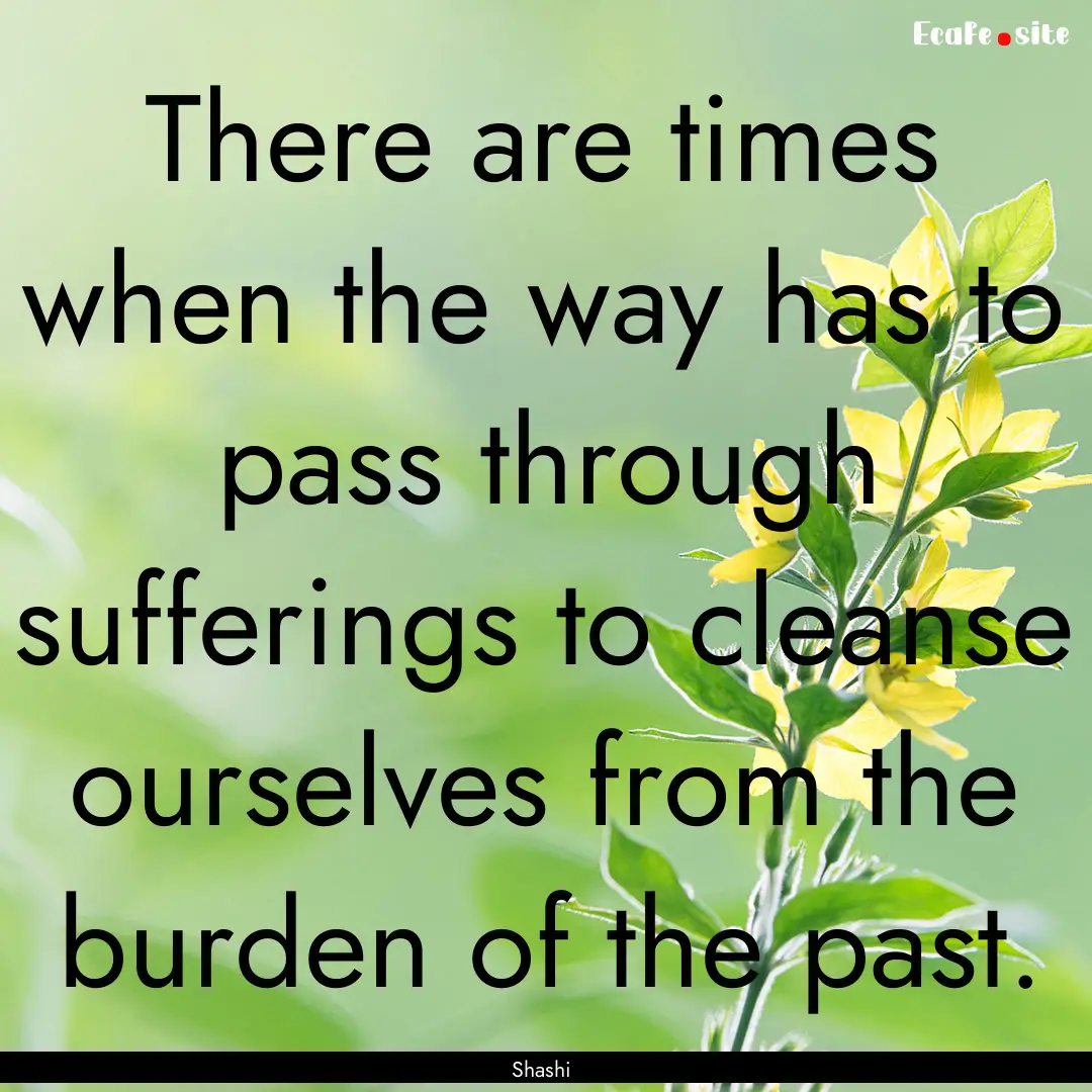 There are times when the way has to pass.... : Quote by Shashi