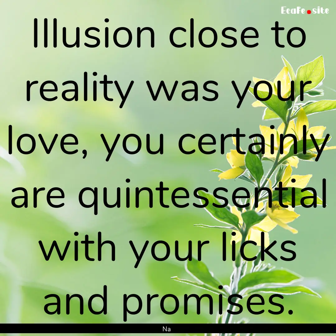 Illusion close to reality was your love,.... : Quote by Na