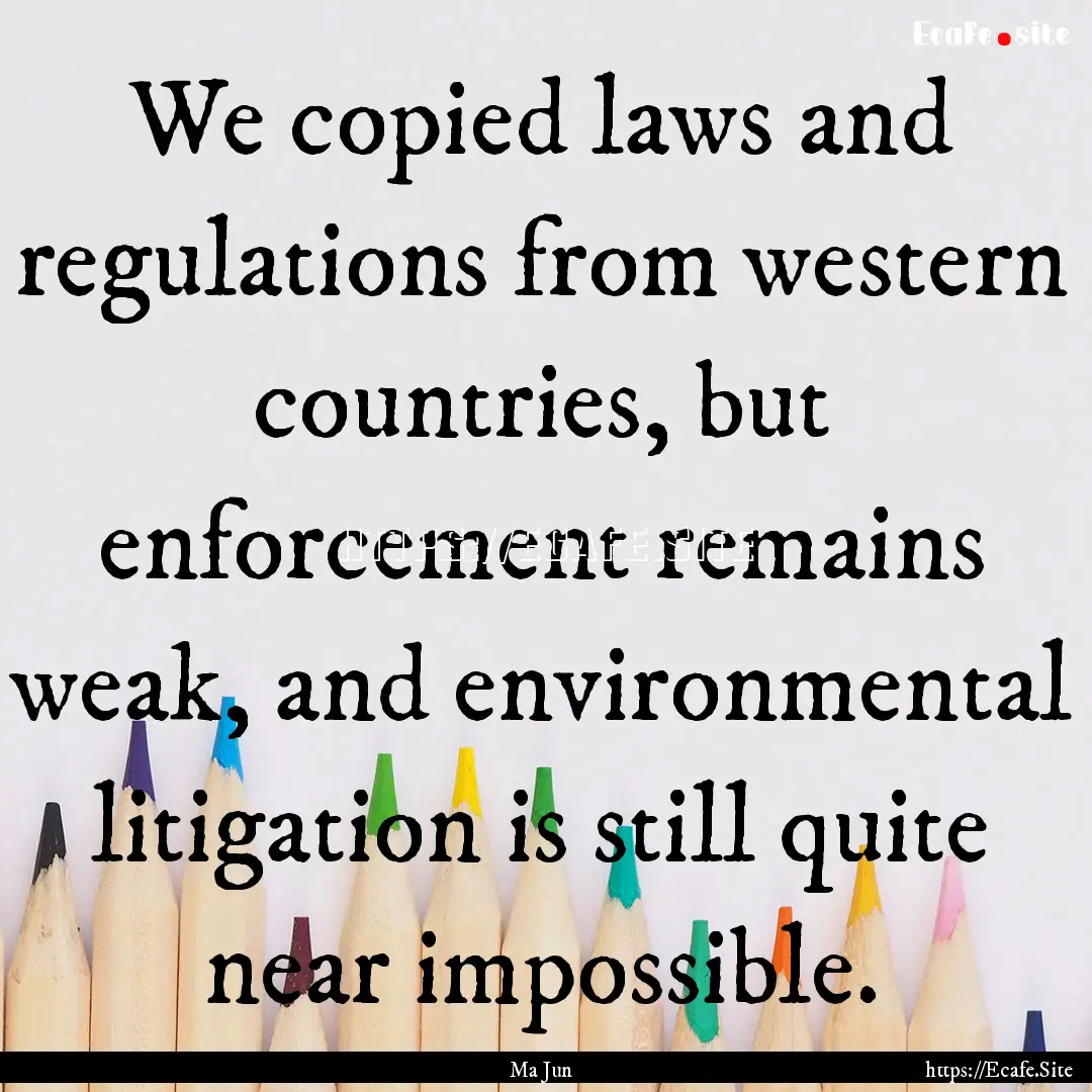 We copied laws and regulations from western.... : Quote by Ma Jun