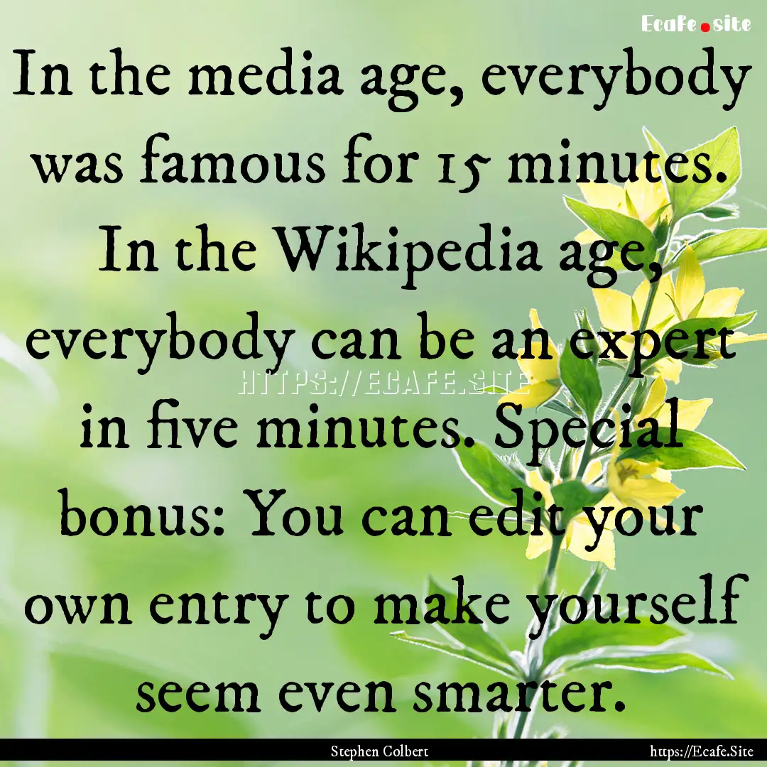 In the media age, everybody was famous for.... : Quote by Stephen Colbert