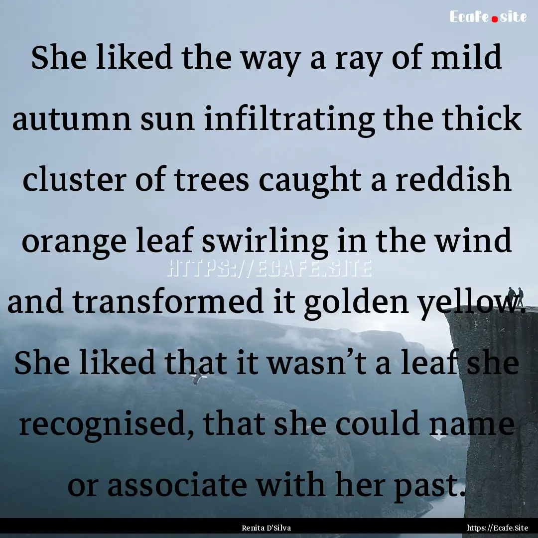 She liked the way a ray of mild autumn sun.... : Quote by Renita D'Silva