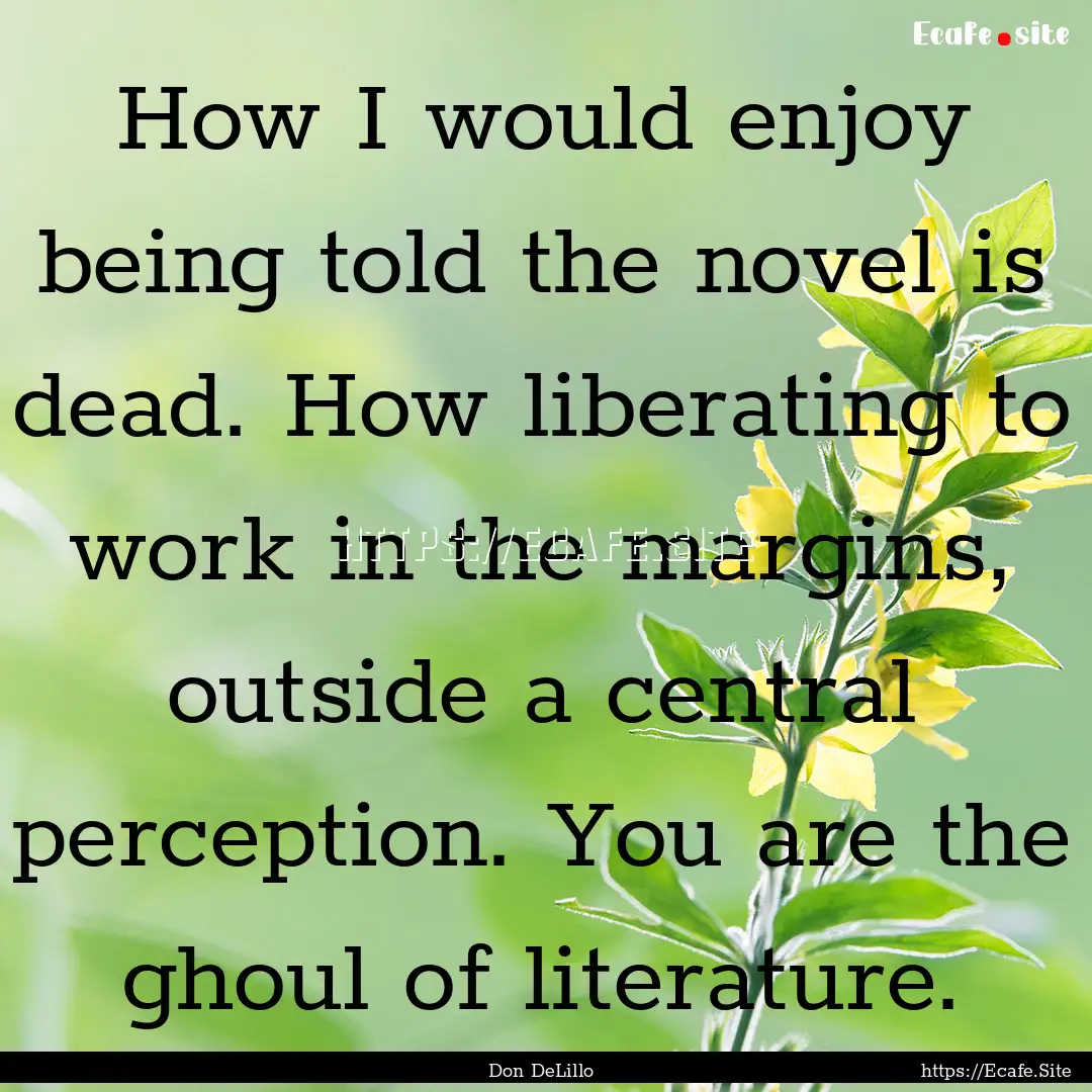 How I would enjoy being told the novel is.... : Quote by Don DeLillo