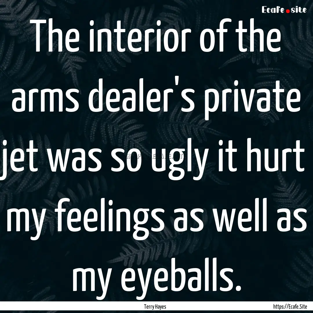 The interior of the arms dealer's private.... : Quote by Terry Hayes