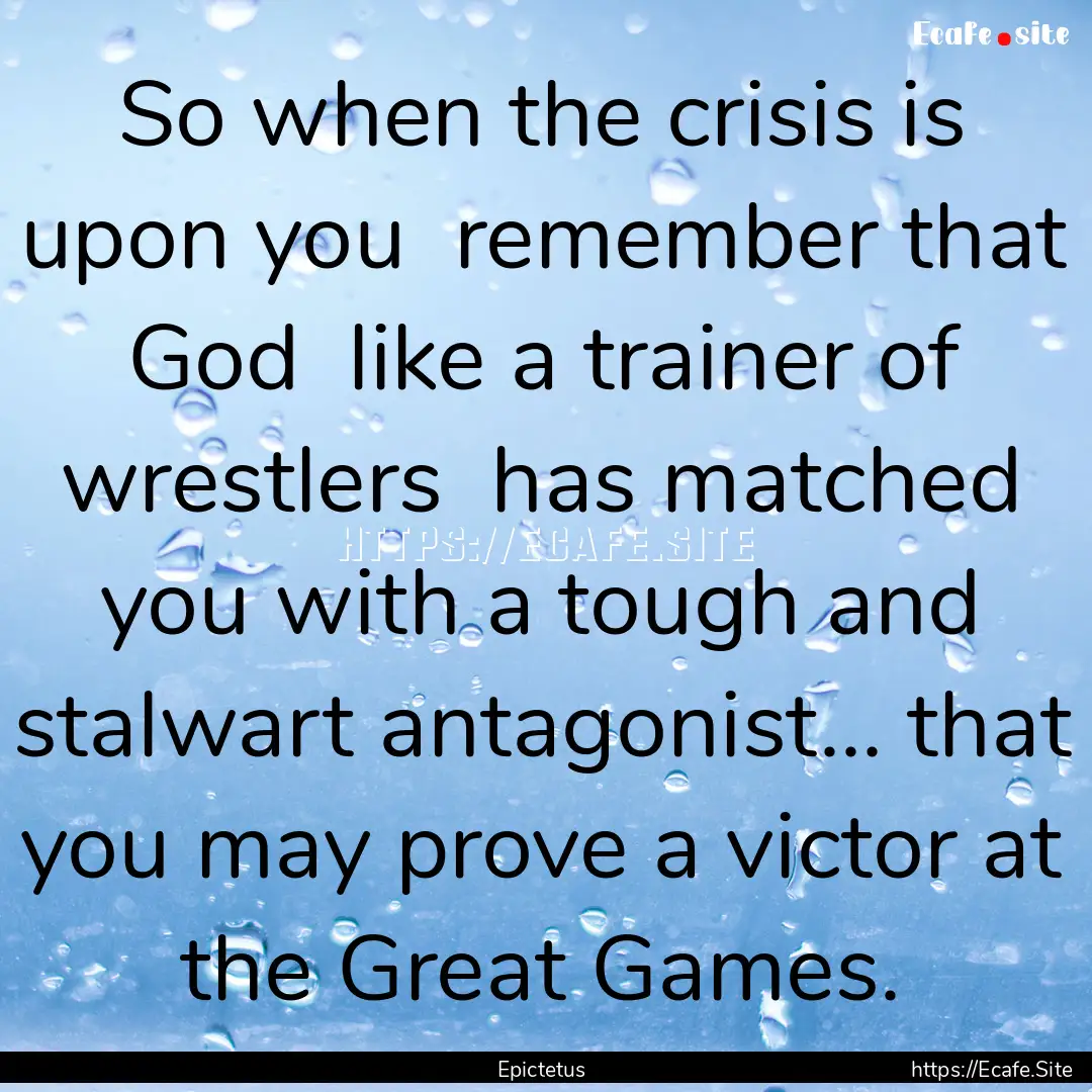 So when the crisis is upon you remember.... : Quote by Epictetus