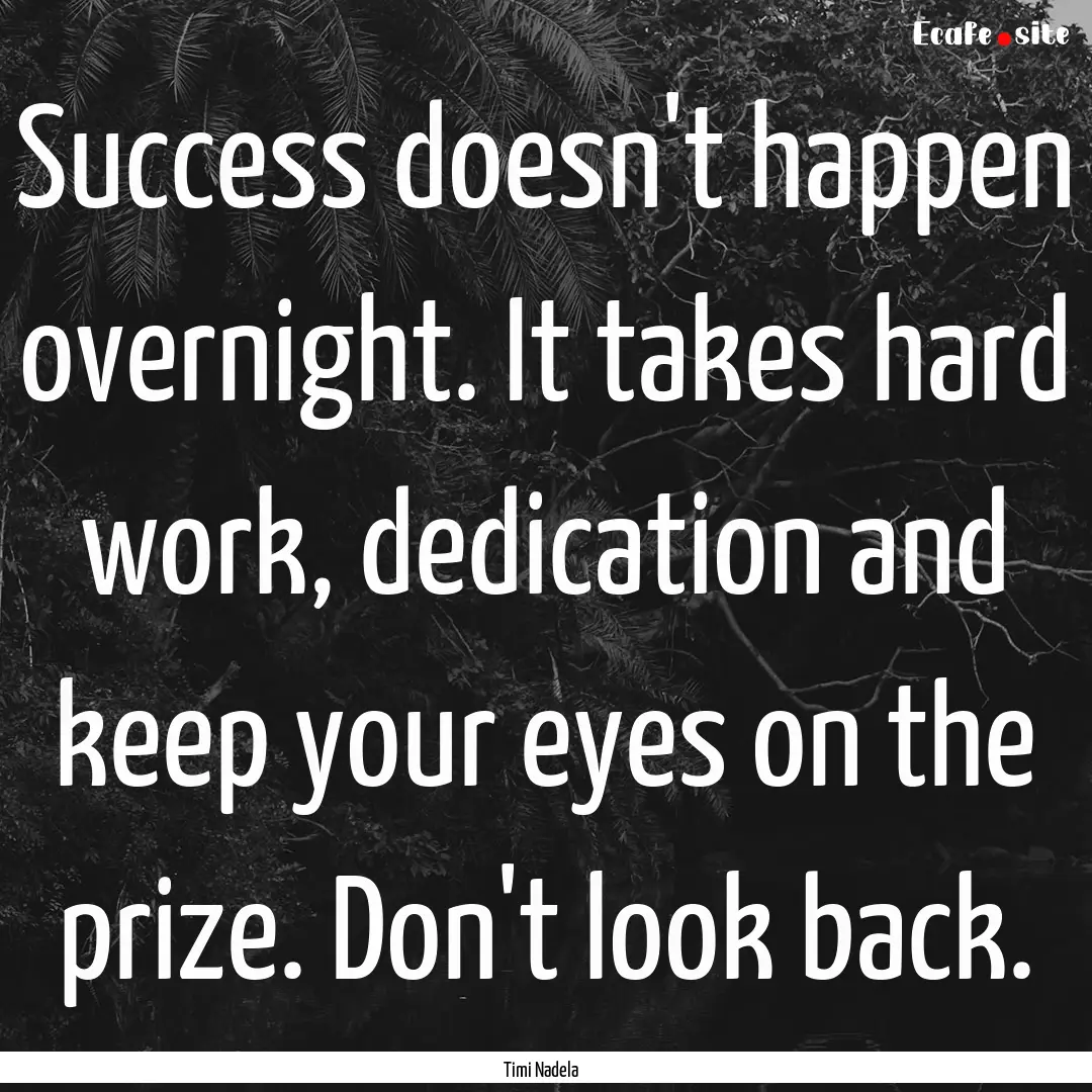 Success doesn't happen overnight. It takes.... : Quote by Timi Nadela