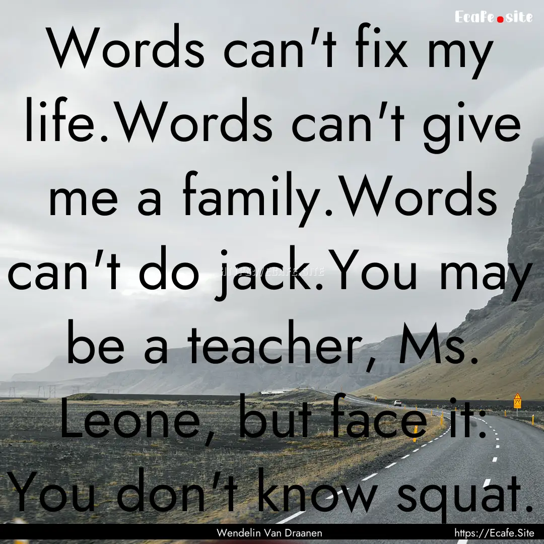 Words can't fix my life.Words can't give.... : Quote by Wendelin Van Draanen