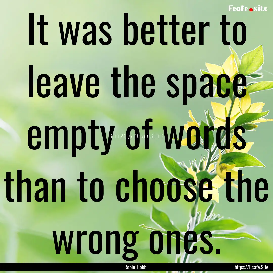 It was better to leave the space empty of.... : Quote by Robin Hobb